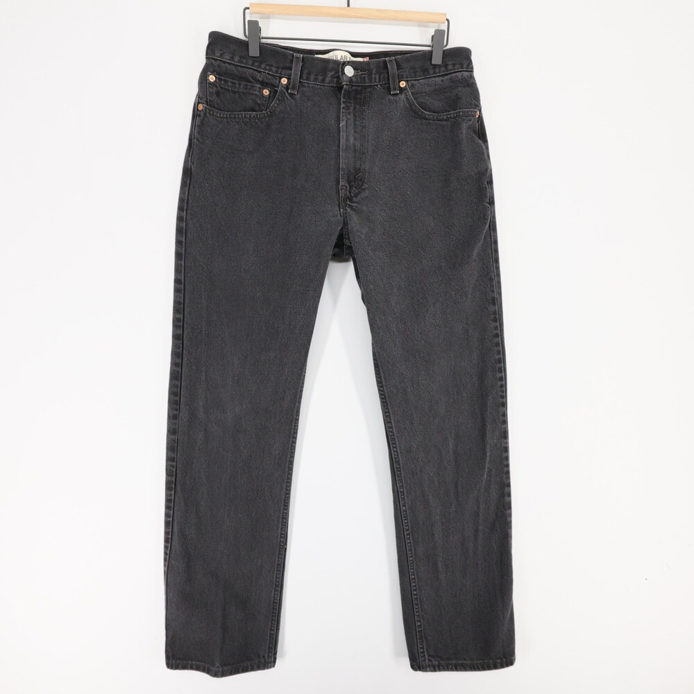 Levis 505 Jeans Mens 34x34 Black Regular Fit Straight Leg Denim Cotton